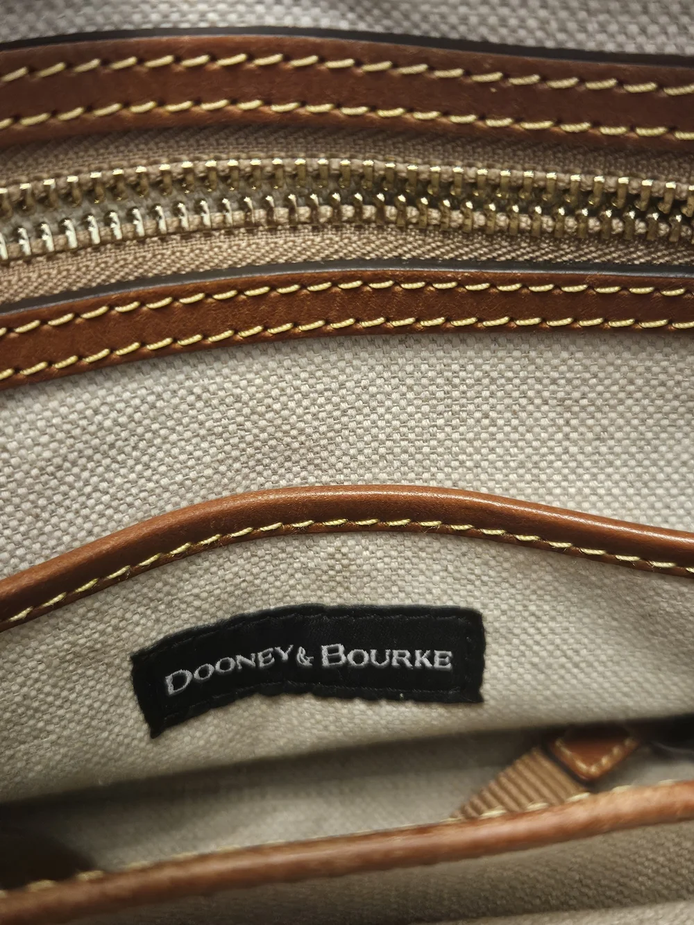 Dooney & Bourke Taupe Hobo with Tan Trim